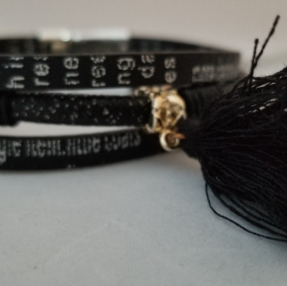 Leather tri cut tassel bracelet - Picture 2 of 4
